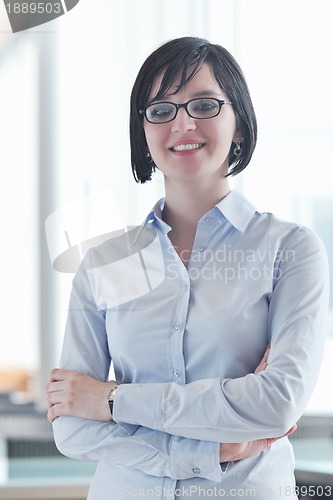 Image of young business woman on meeting