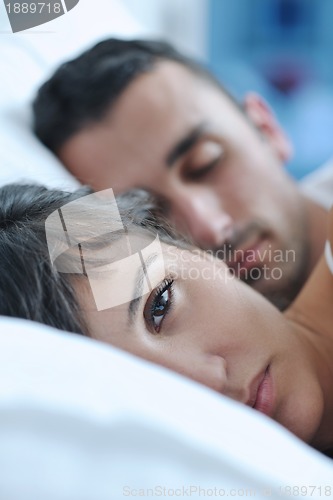 Image of young couple have good time in their bedroom