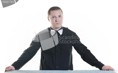 Image of barman portrait isolated on white background