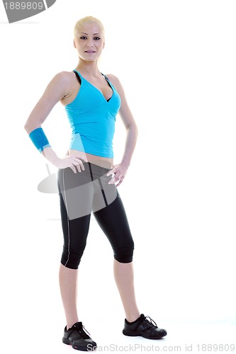 Image of fitness and exercise with blonde woman