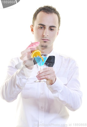 Image of barman portrait isolated on white background