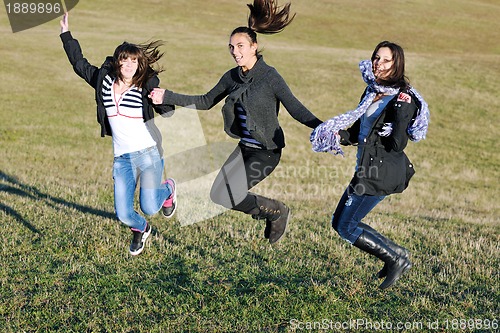 Image of group of teens have fun outdoor