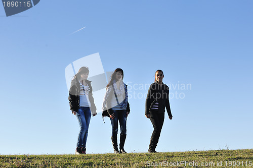 Image of group of teens have fun outdoor