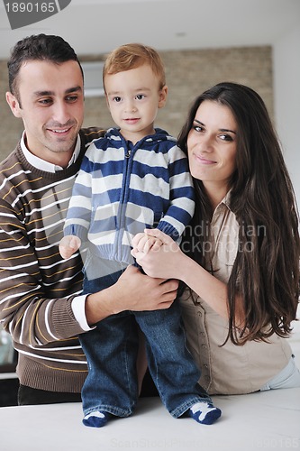 Image of happy young family have fun  at home