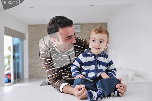 Image of happy young family have fun  at home