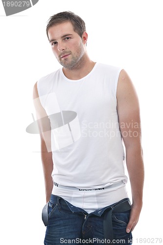 Image of healthy fit young man islated on white background