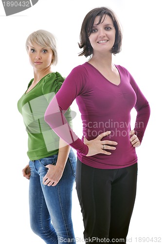 Image of happy young girl isolated on white in studio