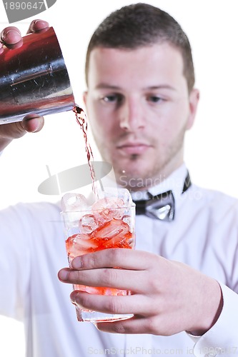 Image of barman portrait isolated on white background