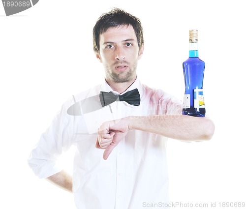 Image of barman portrait isolated on white background