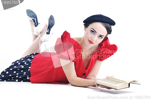 Image of beautiful young woman read book