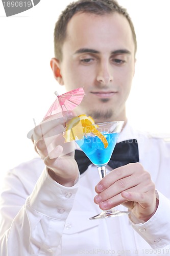 Image of barman portrait isolated on white background