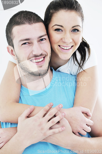 Image of happy young couple fitness workout and fun