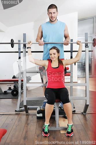 Image of young people group in fitness club