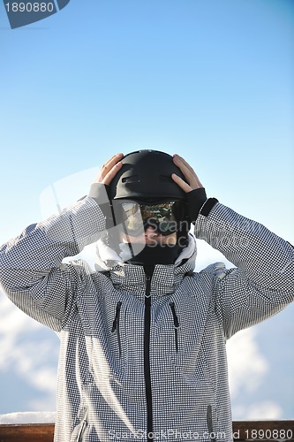 Image of man winter snow ski