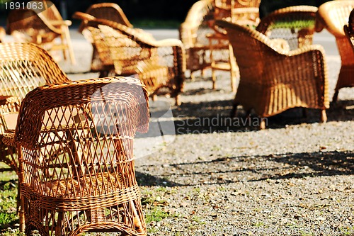 Image of cane furninture and dishes