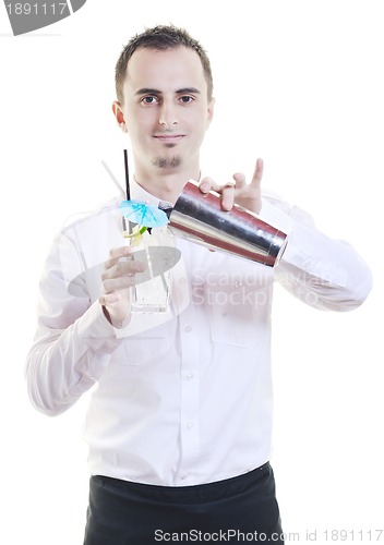 Image of barman portrait isolated on white background