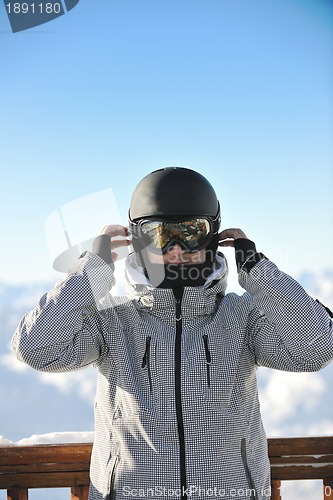 Image of man winter snow ski