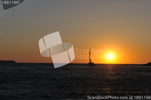 Image of greece romantic sunset at sea