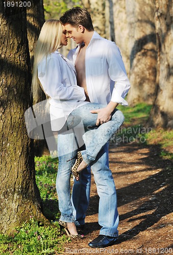 Image of romantic couple in love outdoor