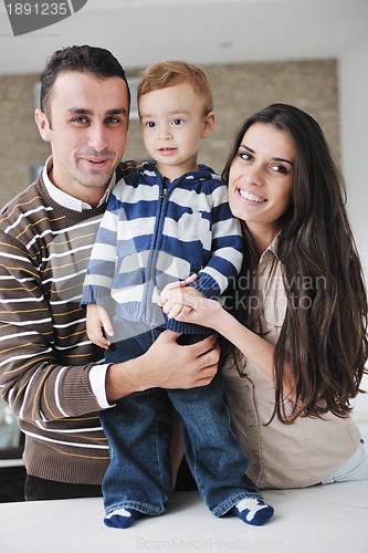 Image of happy young family have fun  at home