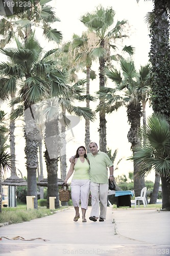 Image of happy seniors couple  on beach