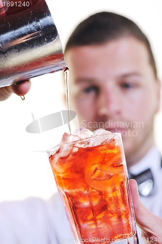 Image of barman portrait isolated on white background