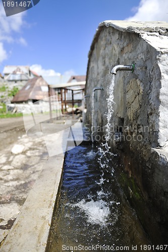 Image of fresh mountain water falling on hands
