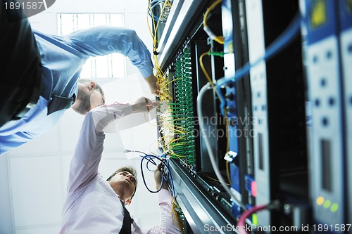 Image of it engineers in network server room