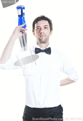 Image of barman portrait isolated on white background