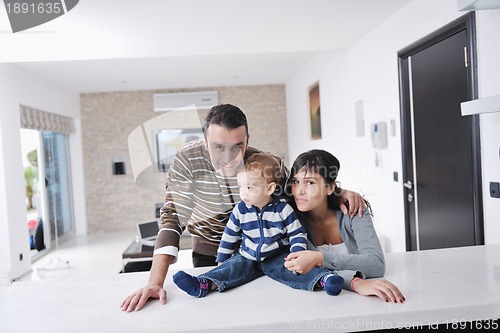 Image of happy young family have fun  at home