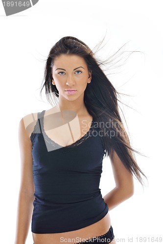 Image of happy young girl isolated on white in studio