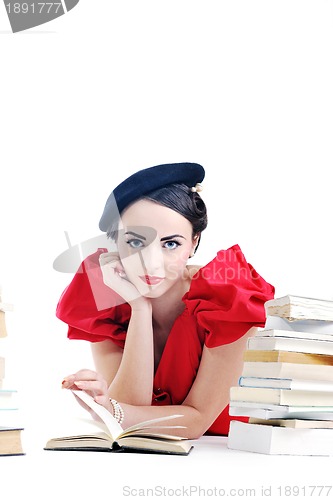 Image of beautiful young woman read book