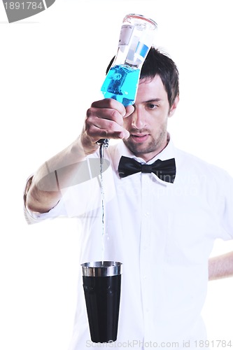 Image of barman portrait isolated on white background