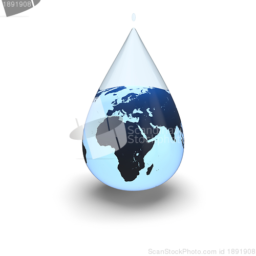 Image of Earth inside water drop