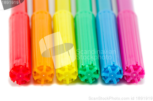 Image of gay flag colors on felt tip pens isolated on white 