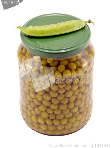 Image of Pickled preserve pease glass pot fresh one shell 