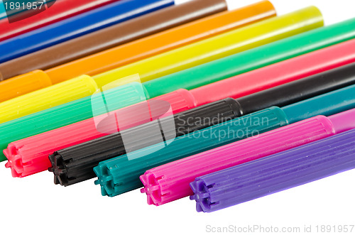 Image of Distinct color felt tip pens isolated on white 