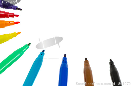 Image of Distinct color felt tip pens isolated on white 