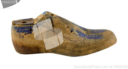 Image of Retro wooden shoe make mold form cobblers isolated 