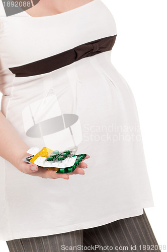 Image of Pregnant belly with pills