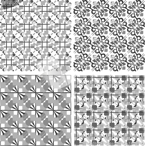 Image of Set of black and white geometric seamless patterns. Vector