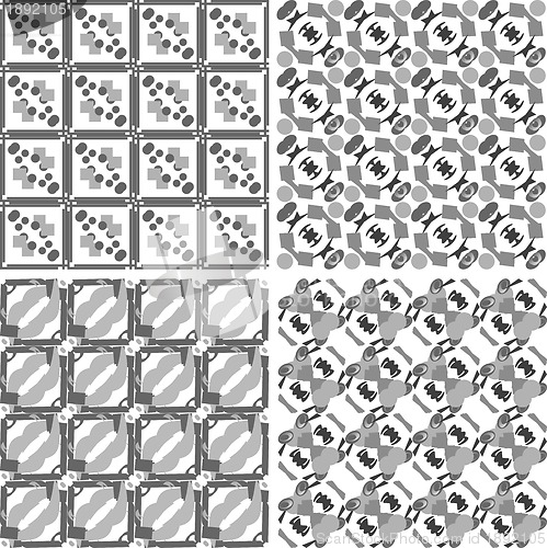 Image of Set of monochrome geometrical patterns. Vector