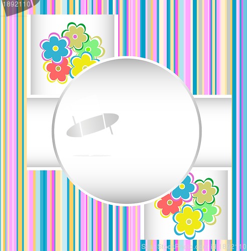 Image of cute happy birthday card with flowers. vector