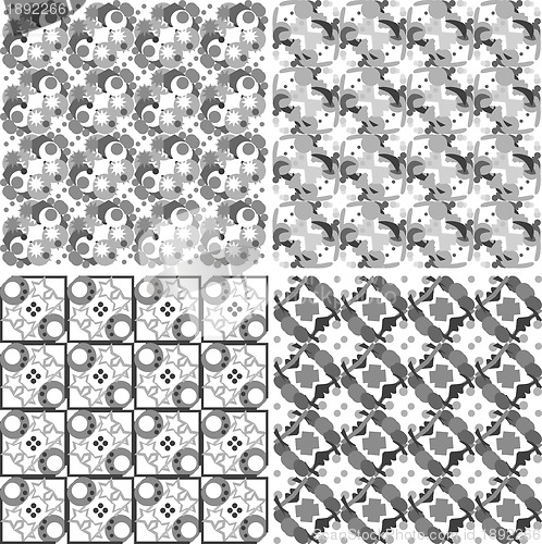 Image of Set of monochrome geometric seamless patterns. Vector