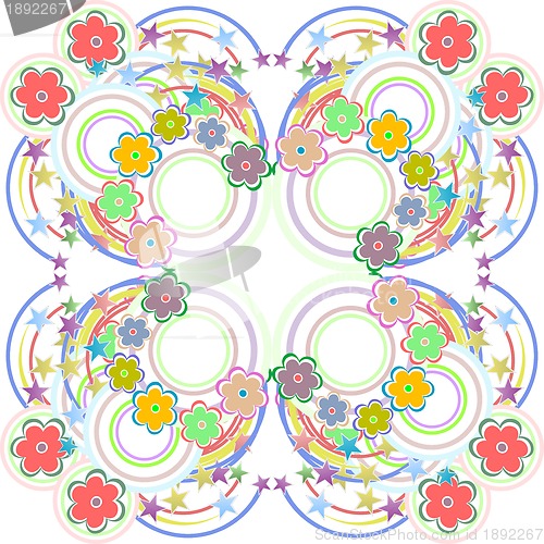 Image of Seamless retro colourfull flower pattern in vector