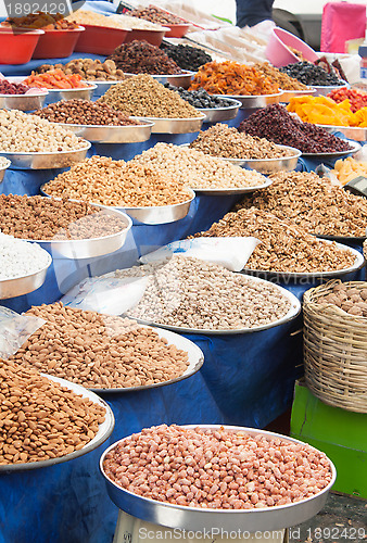 Image of Dried Fruit and Nuts in Market