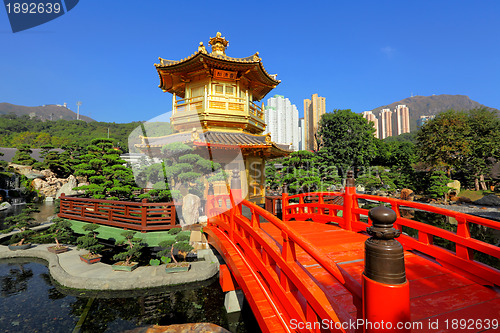 Image of gold pavilion in chinese garden