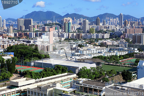 Image of crowded building in Hong Kong