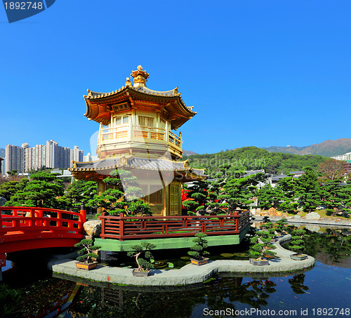 Image of chinese garden with pavilion