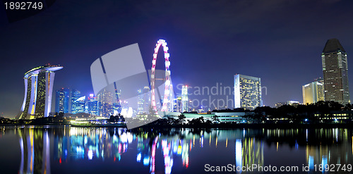 Image of Singapore city skyline at night